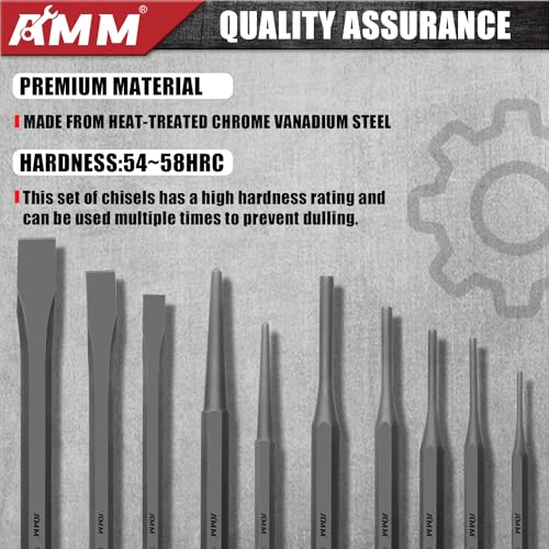 AMM 16PC Heavy Duty Punch Chisel Set, Cr-V for Metal Wood Automotive - size: 16PC