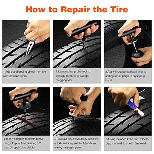 AUTOWN Flat Tire Repair Kit 68pcs, Heavy Duty Tire Plug Kit to Fix Puncture - size: 67pcs
