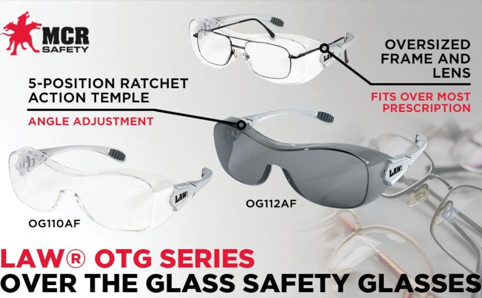 MCR OG112AF Crews Law OTG Over The Glass Safety Glasses Grey Lens Anti-Fog 1 Pair - color: Gray