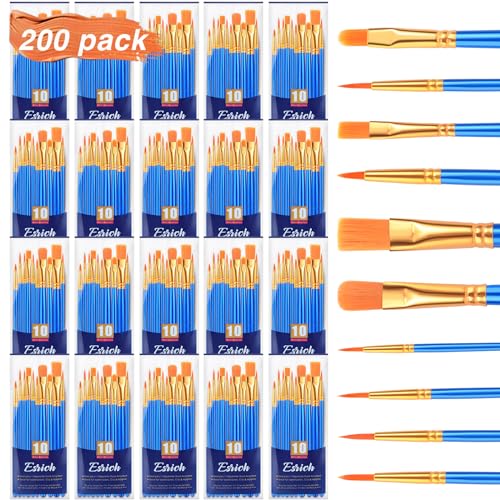 ESRICH 200PCS Paint Brushes, Paint Brush for Acrylic Painting - color: Blue, size: 200