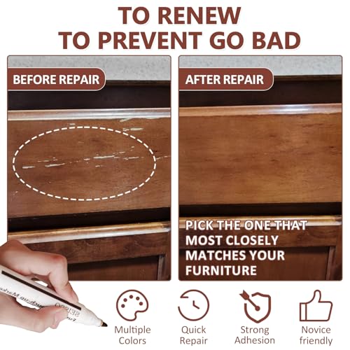 NEW Upgraded Furniture Repair Kit Wood Markers-Set of 24-Markers and Wax Sticks with Sharpener and black cloth Kit, Restore Nail Holes on Wood Furniture, Wood Marker Pens for Scratches, Molding Repair - size: 24-Markers and Wax Sticks