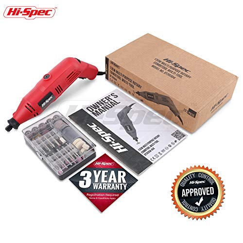 Hi-Spec 130W Corded Power Rotary Multi Tool Kit with Dremel Compatible Bit - color: Red