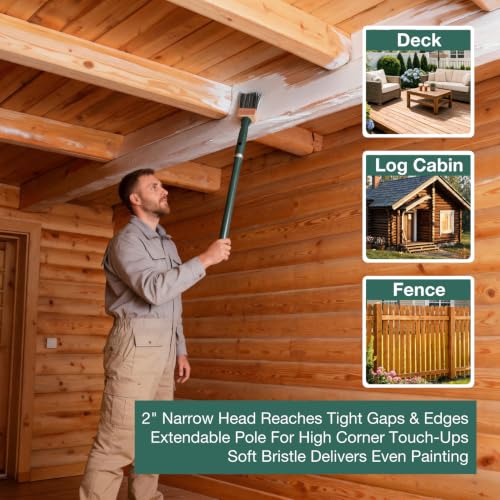 King Origin 2 PCS 2 Inch Paint Brushes with Pole, Quick Deck Brush - size: 2-Inch