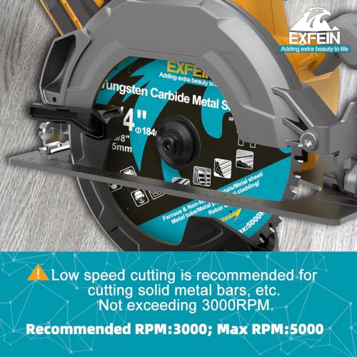 7-1/4" 48T Metal Circular Saw Blade - EXFEIN Tungsten Carbide Tipped Saw Blade Arbor 5/8" for Metal Sheet or Pipe, Angle Iron, Rebar, Ferrous Metals, Non-Ferrous Metals - size: 7-1/4"