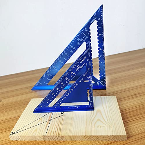 7" & 12" Imperial Triangle Ruler,Aluminum Alloy Rafter Square Protractor