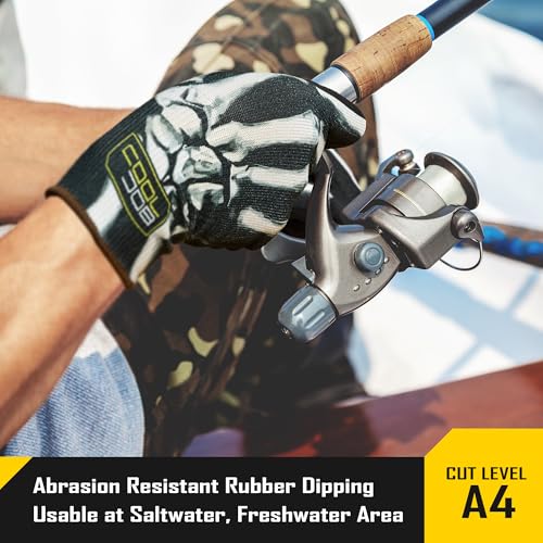 COOLJOB 2 Pairs A4 Cut Resistant Gloves, Grip Nitrile Rubber Coated Safety Work Gloves with Full Touchscreen Fingers - size: Large