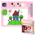 Silicone Painting Mat, Art Mat with Cup, Craft Paint Brush Cleaner Tool - color: Pink