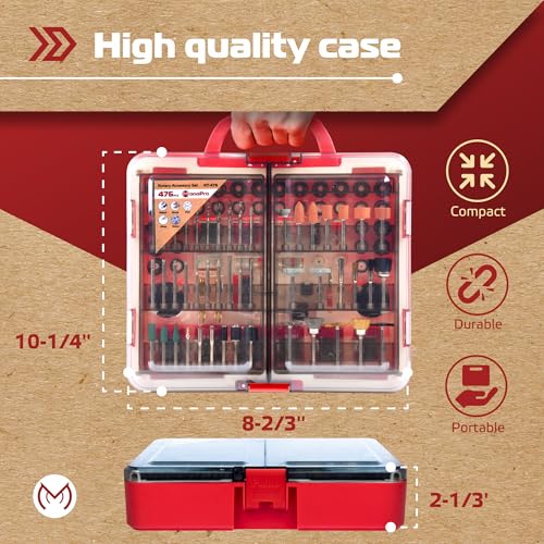 476 PCS Rotary Tool Accessories Kit, 1/8-in Shank Rotary Tool Kit, Universal Fitment for Easy Polishing, Sanding, Cutting, Drilling, Engraving, Sharpening, Grinding with Portable Storage Case - size: 476 Pcs
