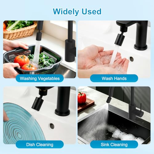 Hibbent 4-Mode Faucet Aerator, Faucet Sprayer Attachment, Matte Black - color: Matte Black, style: Four Modes