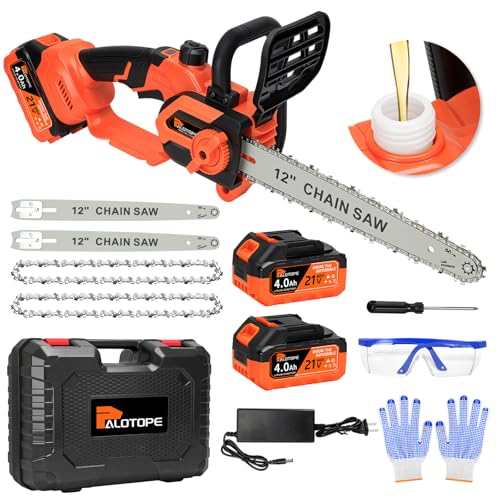 12 Inch Electric Chainsaw, Cordless Chain Saw with 2x4.0Ah Battery