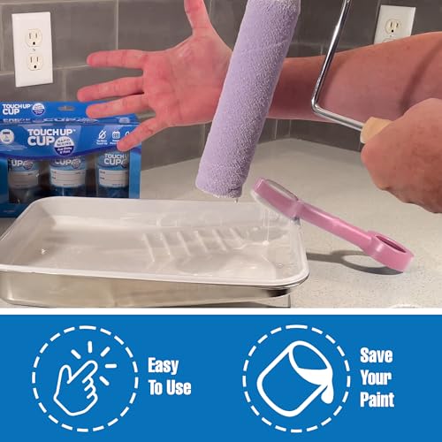 Touch Up Cup Roller Saver Paint Scraper Cleaner Tool, 1 Pack, Pink - color: Pink, size: Pack of 1