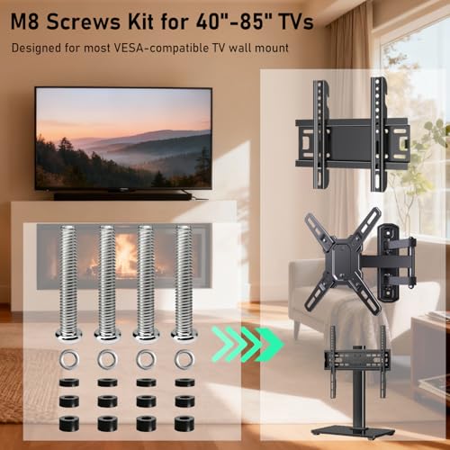 M8 Screws for Samsung TV, TV Mounting Screws Kits with M8 x 45mm