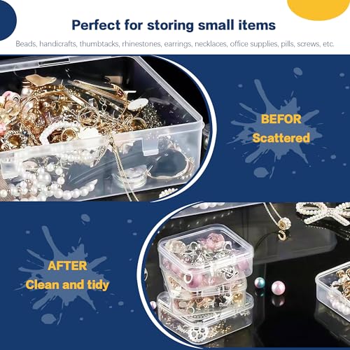 1 Large Box & 30-Grid Transparent Plastic Bead Organizer (Hinged Lid) — A Portable Craft Storage Solution for Jewelry Making, DIY Projects, Nail Art, and Storage of Screws & Small Parts
