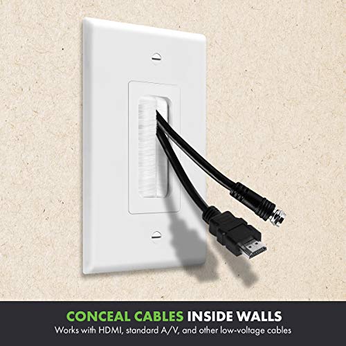 TOPGREENER 1-Gang Bristled Brush Pass-Through Wall Plate, 2-Pack White - size: 1-Gang (4.88" x 3.11")