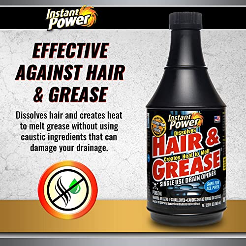 Instant Power Hair & Grease Drain Opener & Clog Remover, 20 fl oz, 6 Pack - size: 20 Fl Oz (Pack of 6)