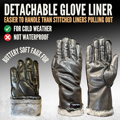 Cestus 5075, Winter Work Gloves for Cold Weather, Detachable Faux Fur Glove Liner Insulation, Impact Resistant Safety Gloves - size: XX-Large