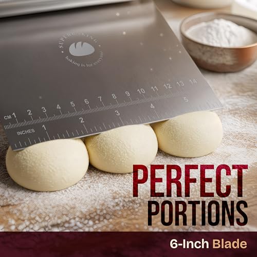Superbaking Multipurpose Bench Scraper, 6" Grill & Dough Scraper with Ruler - size: Stainless Steel Grip
