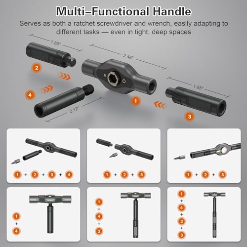 Bomivoi 34 in 1 Magnetic Screwdriver Set, DIY Ratchet Screwdriver Set, Multi Bit Magnetic Drive Sets with Ratcheting Handle, Handy Repair Tool Kit for Electronics, Bike, Furniture, DIY, Computer - style: 34 IN 1