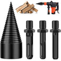 Firewood Log Splitter Drill Bit, 32mm Heavy Duty Screw Cone Driver with 3 Detachable Handles (Round, Square, Hex) Wood Splitter