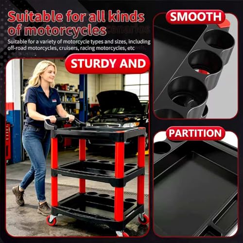 Auto Detailing Cart with Wheels, 3 Tier Rolling Detail Cart - color: Standard