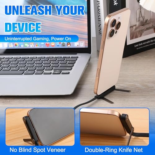 240W Invisible Phone Charger Cable Stand Fast Charging Braided Built-in Kickstand 2In1 Folding Foldable Sideways Flat Universal USB-C C to C for iPhone Android Station Hub 4.9FT - color: C TO C