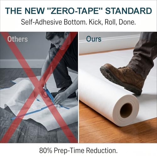 40"x168' Temporary Floor Protection, Self-Adhesive Floor Covering, 560 sqft - size: 40" x 168'