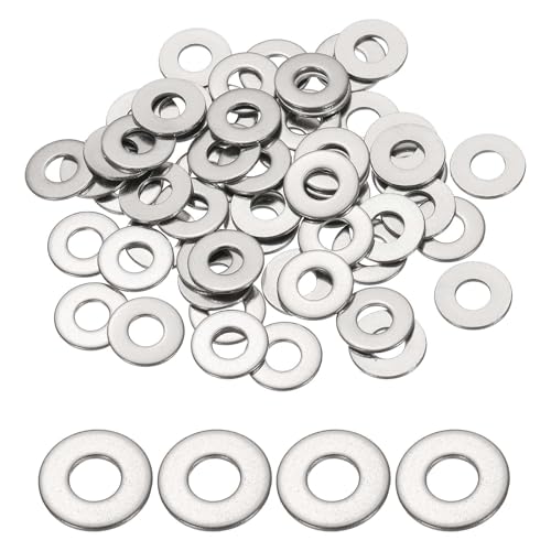 PATIKIL #10 304 Stainless Steel Flat Washers, 50 Pcs Round Metal Washer Small Spacer for Screws Bolts Nuts Assortment (2/9" ID x 1/2" OD) - size: #10 (2/9" ID x 1/2" OD)