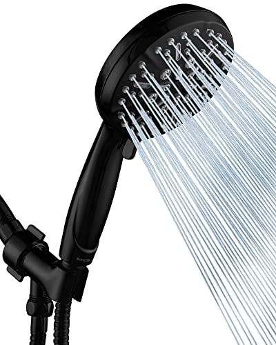 Matt Black Shower Head with Handheld Spray High Pressure-Multifunction Strong Flow Rain Massage Showerhead with Extra long Hose and Adjustable Overhead Holder – La Mejor Regaderas Modernas Para Ducha - color: Matte Black, style: 5 Modes