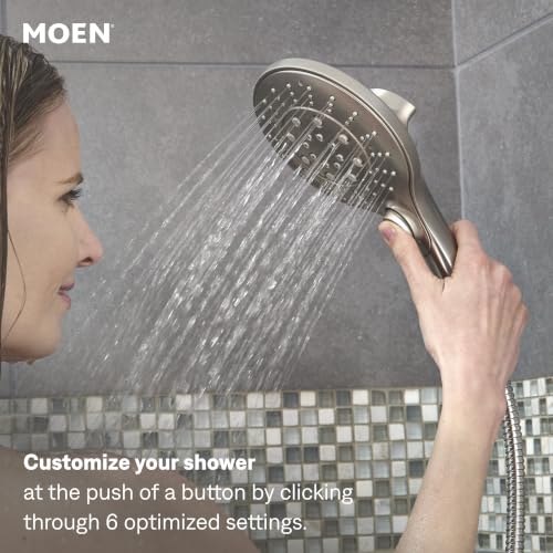 Moen Engage Spot Resist Brushed Nickel Six-Function 5.5-Inch Removable Handheld Showerhead with Magnetic Docking System, 26112SRN - color: Spot Resist Brushed Nickel, size: 5.5-Inch