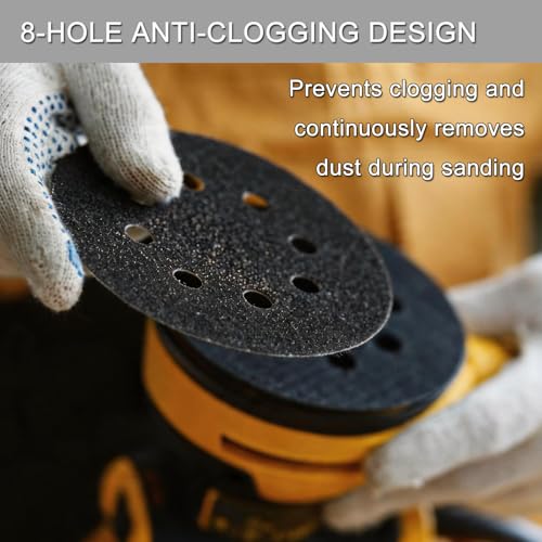 100Pcs 5 Inch Sanding Discs Hook & Loop 8-Hole Wet Dry Sandpaper 80 Grit - style: 100Pcs 80 Grit