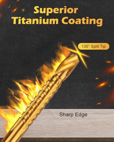 6 Pack Titanium Coated HSS Twist Drill Bit, 3-8mm