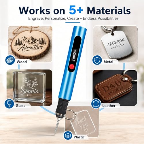 Engraving Pen,Lightweight Kit,35 Bits,3 Speed,Beginner-friendly Craft Tool - color: Blue