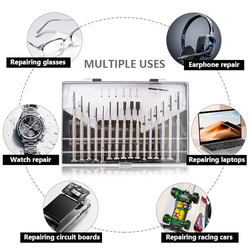16 PCS Mini Precision Screwdriver Set - Premium Mini Screw Driver Set Kit - 16 Different Sizes of Flat Head Philips for Electronics, Toys, Computer & Watch Repair