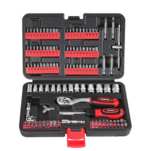 TOMMARS 130PCS Mini Ratchet Set, 1/4 Inch Socket Set, Screwdriver Bits. - style: 130PC Mini Ratchet Set