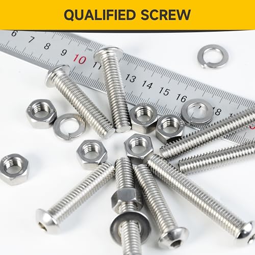 Mywish 248Pcs Nuts and Bolts Assortment Kit, 1/4-20, 5/16-18, 3/8-16 Bolt, 304 Stainless Steel Button Head Socket Cap Assorted Nuts and Bolt, Bright Finish Nut and Bolts - size: Select