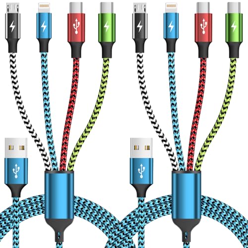 4 in 1 Charging Cable, Mulit Charging Cable for Multiple Devices, 2Pack 5FT - color: Red&Black