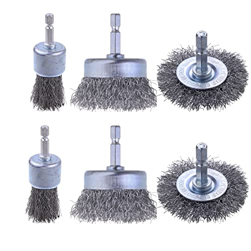 Rocaris 6 Pack Carbon Steel Wire Wheel Brush, Wire Brush for Dill