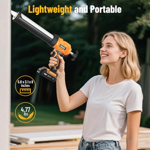 Electric Caulking Gun, Cordless Caulk Gun with 2x 2.0Ah Batteries - color: Yellow