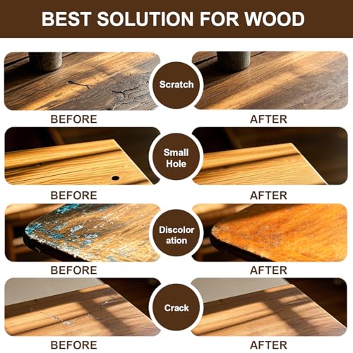 Wood Furniture Repair Kit, 26pcs Touch Up Wood Putty, 12 Colors Touch Up Filler, Beeswax, Furniture Repair Kit for Repair Scratches, Cracks, Hole for Table, Door, Easy to Use