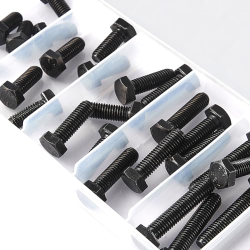 M8 x 20mm 25mm 30mm 35mm 40mm Hex Bolts, Hexagon Head Screw, 8.8 Grade Alloy Steel, Black Oxide Finish, Metric Full Machine Thread, Assortment Kit 30PCS - size: M8x20-40mm(30PCS)