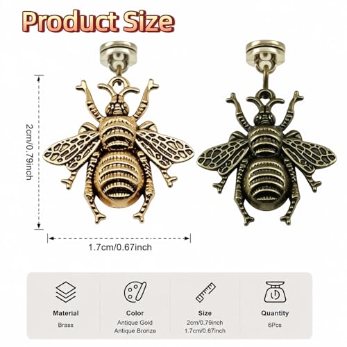 6 Set Brass Hinge Head Home Decoration Bee- Magnetic Door Hinge Toppers Animal Lover Gift for Home Decor