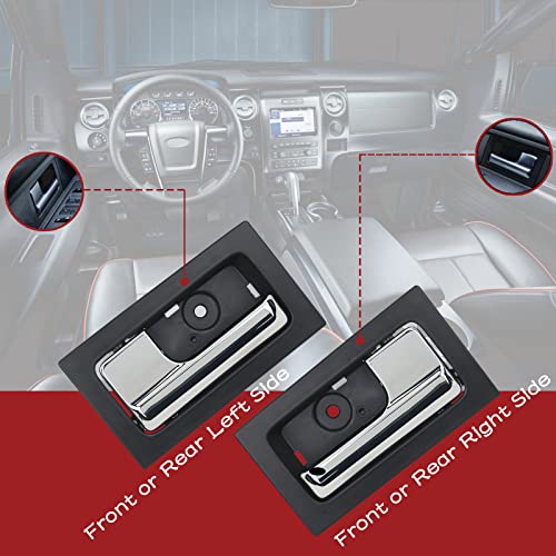 TQPONLY Interior Door Handle,Compatible with 2009-2014 Ford F150 Front/Rear Left Driver& Right Passenger Side (Chrome Lever+Textured Black) - color: Chrome Lever with Textured Black, style: 1 Pair