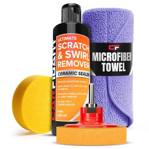 Carfidant Scratch and Swirl Remover - Car Scratch Remover for Vehicles Paint - Polishing Compound for Cars - Paint Restorer Kit with Pad, Microfiber and Drill Attachment - style: Scratch Remover Kit with Drill Attachment