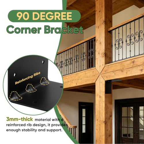 4 Pcs 6"x6"x5" Heavy Duty L Shaped Corner Brackets, 3MM Thick - size: 6×6×5×3