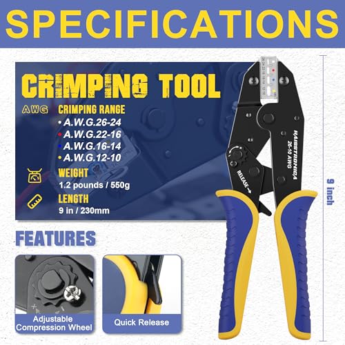 haisstronica 280PCS Ratchet Crimper Kit, Heat Shrink Terminals, Stripper