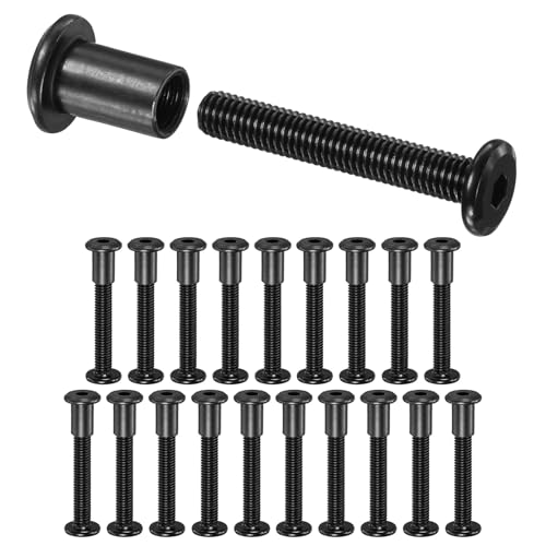 M METERXITY 20-Pack Hex Drive Socket Cap Bolt, M8 x 50mm Carbon Steel Furniture Connector Bolts Barrel Nuts for Furniture Assembly/Cabinet/DIY Binding Post Screws Rivet Fasteners [Black] - size: M8 x 50mm