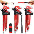 SEDY 30-Piece Long Arm Ball End L-Hex & Torx Key Set with Grip Handle, Ultimate Hex Key Wrench Set with T-Handle and Extension Bars, SAE 1/16" to 3/8", Metric 1.5mm to 10mm, Torx T10 to T50 - style: 30-Piece Set (with T-Handle)