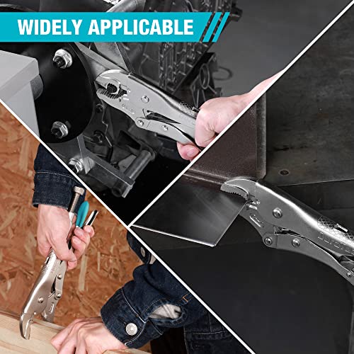 DURATECH 10-Inch Locking Pliers, Premium Cr-V Construction, Curved Jaw Locking Pliers with Wire Cutter, Fit for Clamping Twisting Welding - size: 10-Inch