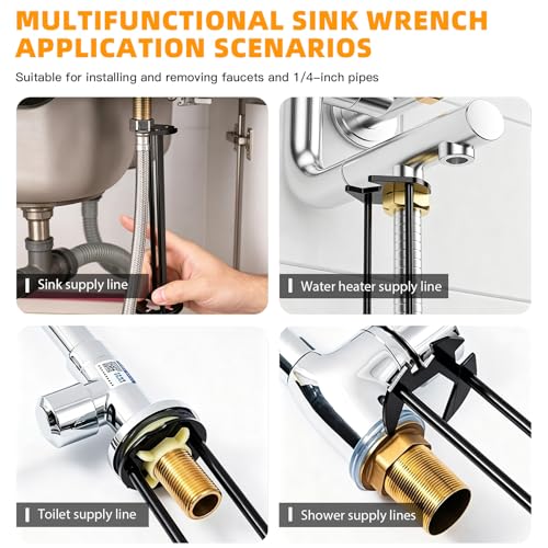 Multifunctional Sink Wrench Faucet Tool 2Pcs - 2026 New 7 in 1 Basin Wrench Faucet Wrench with Four-jaw Hex, Installation Removal Faucet Tool for Tight Spaces Under Sink Bathrooms, Toilets, Kitchens