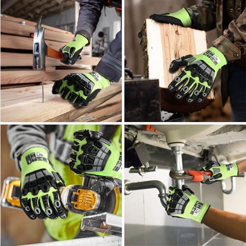 Work Gloves Men Women, A5 Cut Resistant Gloves, Impact Gloves - size: Large-2Pack